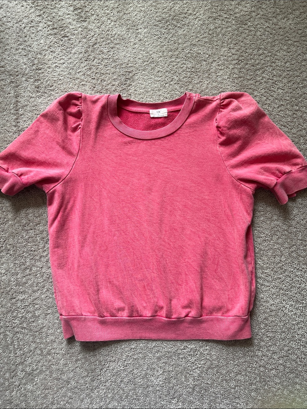Anthropologie T.La Pink Puff Sleeve Short Sleeve Top